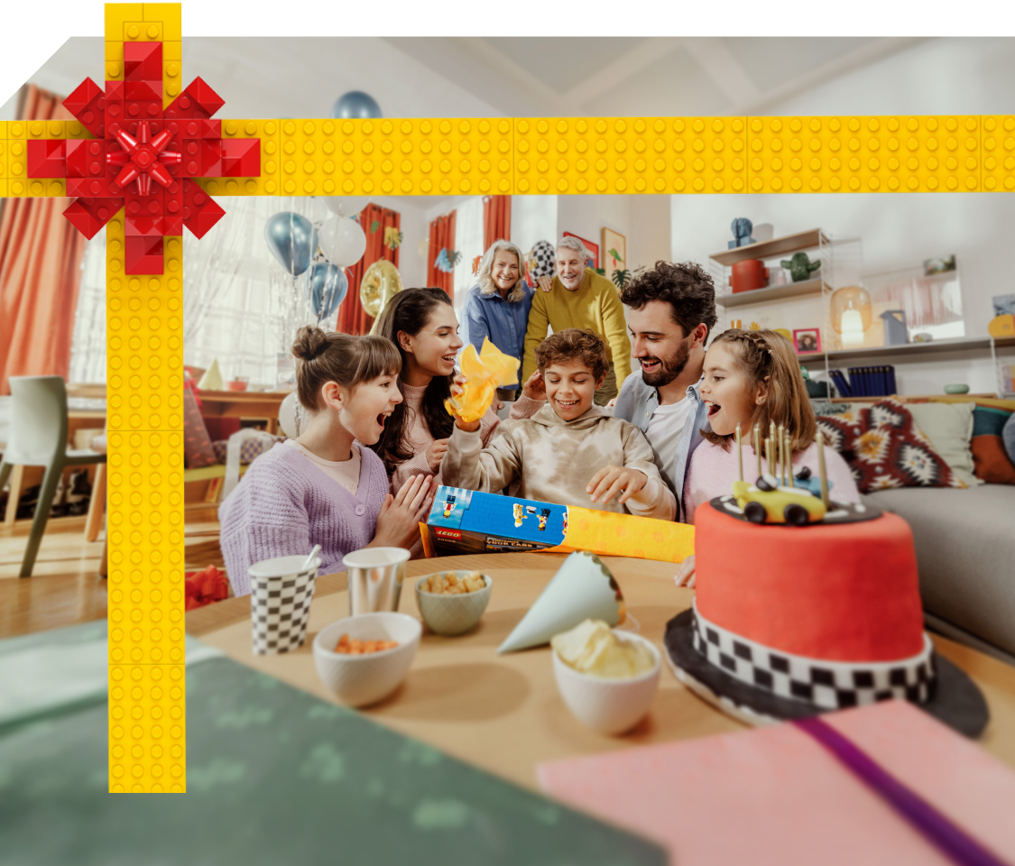 Family opening LEGO gift
